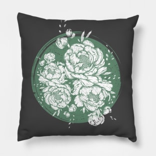 Distressed Green Flowers Pillow