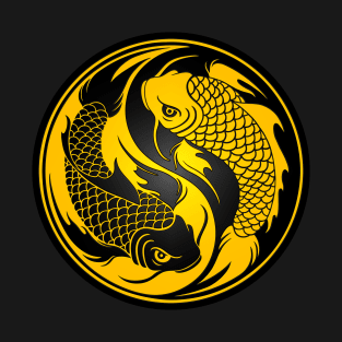 Yellow and Black Yin Yang Koi Fish T-Shirt