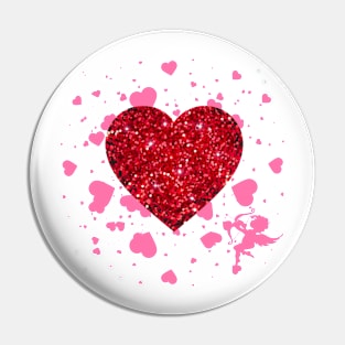 Red Glitter Heart : sweetheart Pin