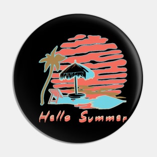 Hello Summer Bye School Vintage Funny Surfer Riding Surf Surfing Lover Gifts Pin