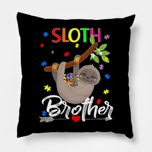 Sloth Autism Awareness Cute Sloth Puzzle Piece Brother Pillow