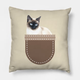 Cat in Pocket (Siamese Cat 2) Pillow