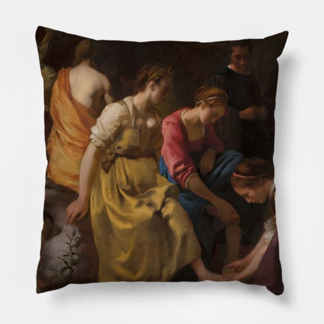 Diana and her Companions by Jan Vermeer Pillow by Classic Art Stall