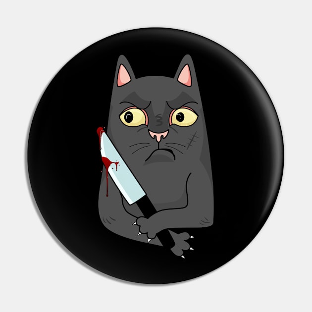 cat with knife Pin by big_owl