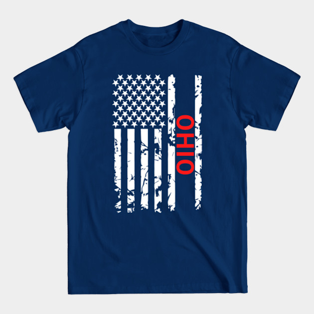 Discover Ohio USA Bad Ass American Flag - Ohio - T-Shirt