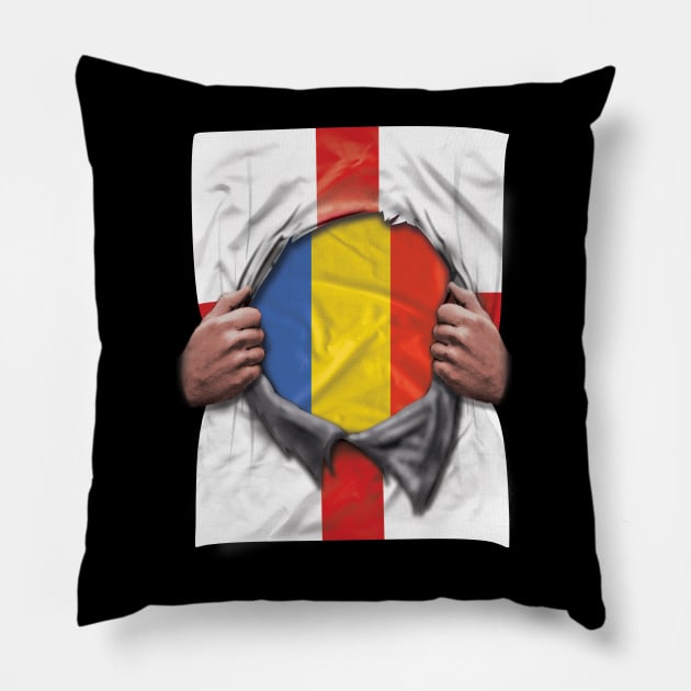 Romania Flag English Flag Ripped - Gift for Romanian From Romania Pillow by Country Flags