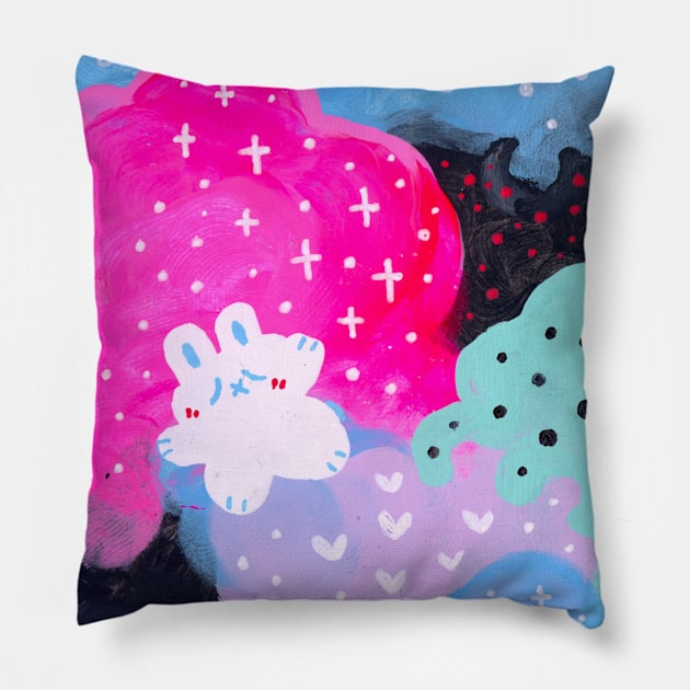 space bunny Pillow by gummygunk