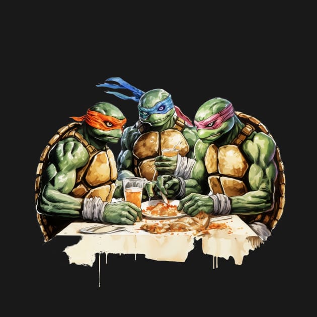 NINJA TURTLES EATING PIZZA by Drank