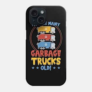 3rd Birthday I'm This Many Garbage Trucks Old Phone Case