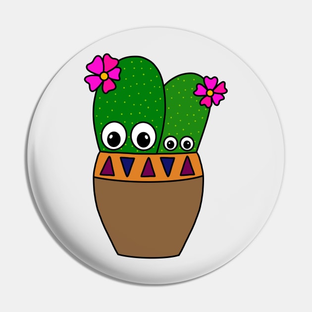 Cute Cactus Design #257: Adorable Cacti With Flowers In Jar Pin by DreamCactus