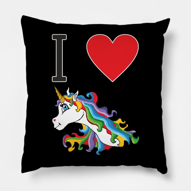 I love cute colourful sweet unicorn Pillow by FancyTeeDesigns