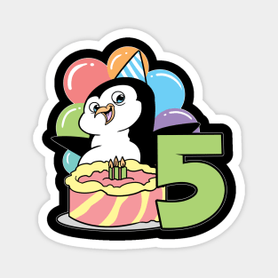 Fifth 5th Birthday Penguin Children's Birthday Magnet