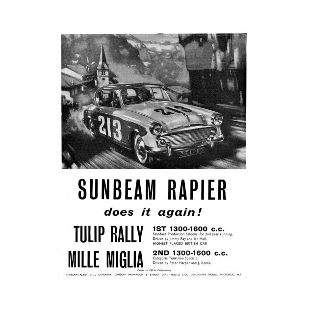 A vintage advert for  the Sunbeam Rapier by Random Railways