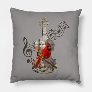 Red Cardinal Bird Natures Music Pillow