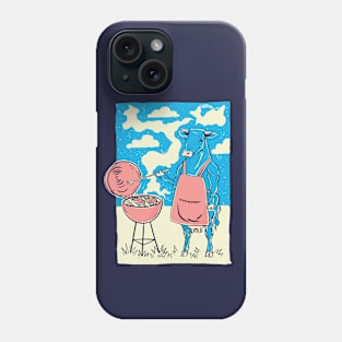 Funny Cow Grilling Steaks Retro Illustration Phone Case