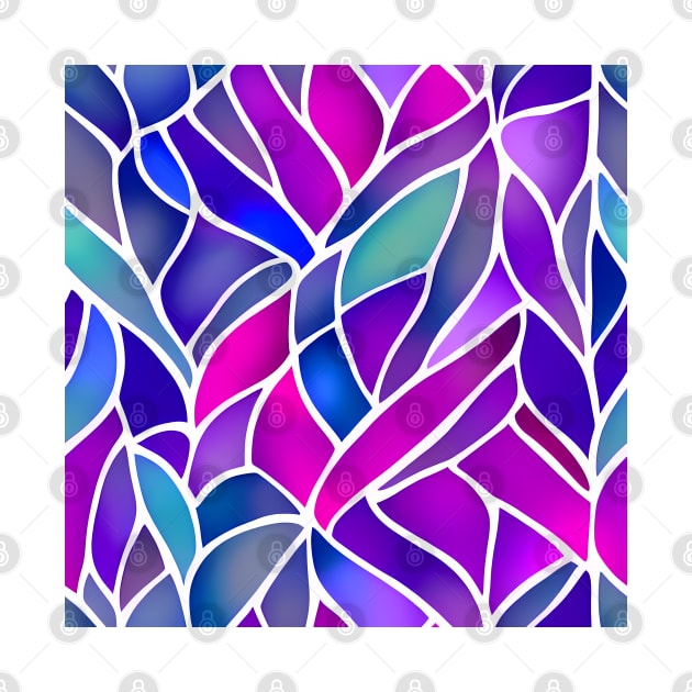 Multicolor Pastel Orchids Leaves Abstract- Stained Glass Design Pattern by Artilize