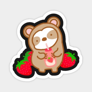 Cute Strawberry Milk Sloth Magnet