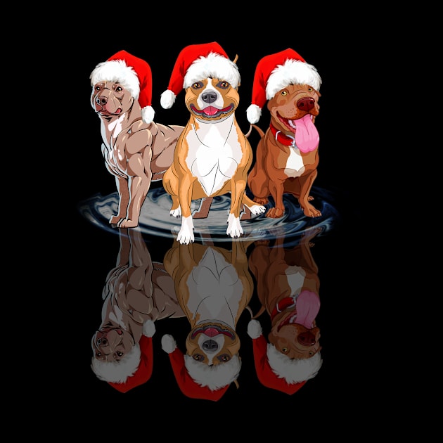 Shadow Pitbull Dog Christmas Sweatershirt Cute Pitbull Santar Hat Gift T-Shirt by kimmygoderteart