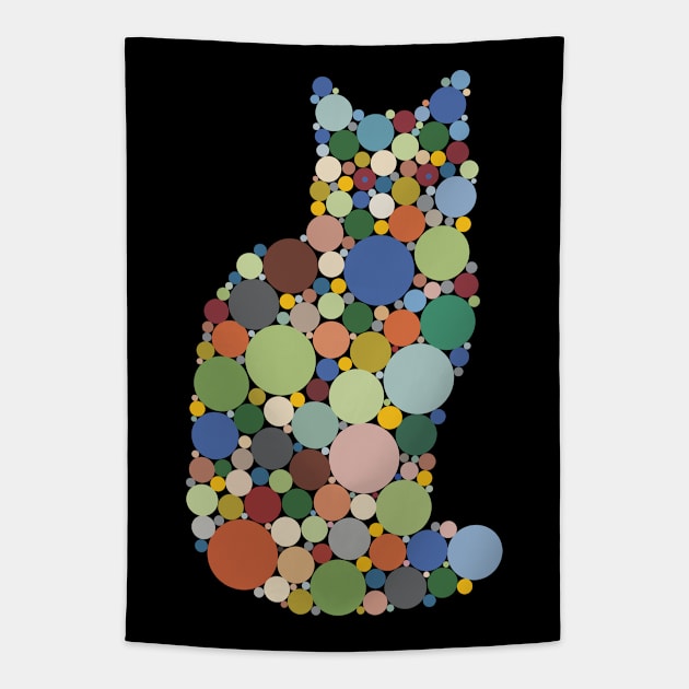 Cat Coloured Dots Tapestry by Miozoto_Design