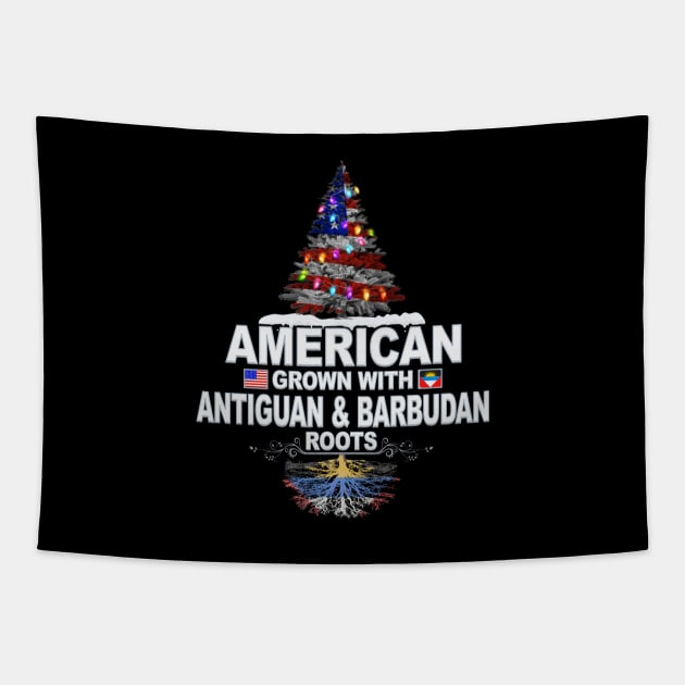 Christmas Tree  American Grown With Antiguan & Barbudan Roots - Gift for Antiguan & Barbudan From Antigua & Barbuda Tapestry by Country Flags