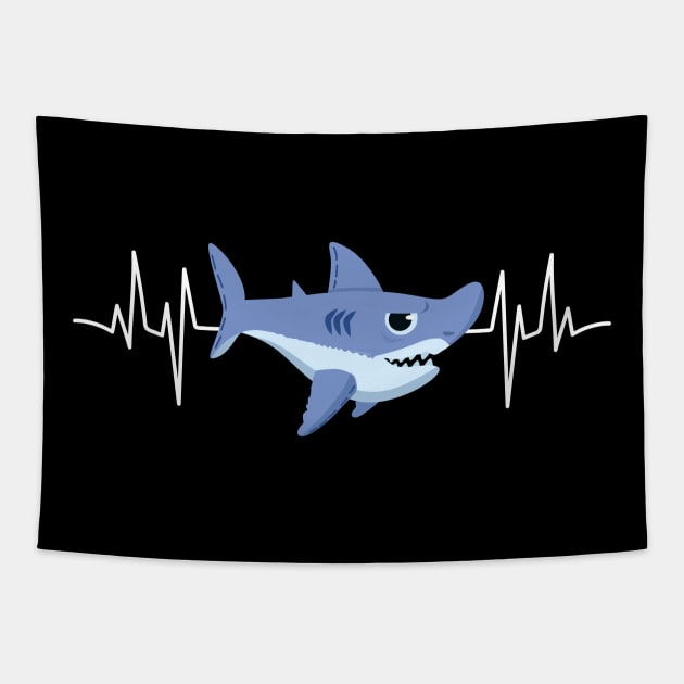 Heartbeat Shark EKG Heart Rate Gift Shark Tapestry by TheTeeBee