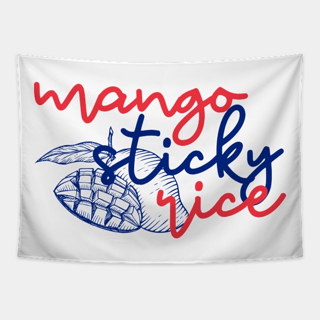 mango sticky rice - Thai red and blue - Flag color - with sketch Tapestry by habibitravels