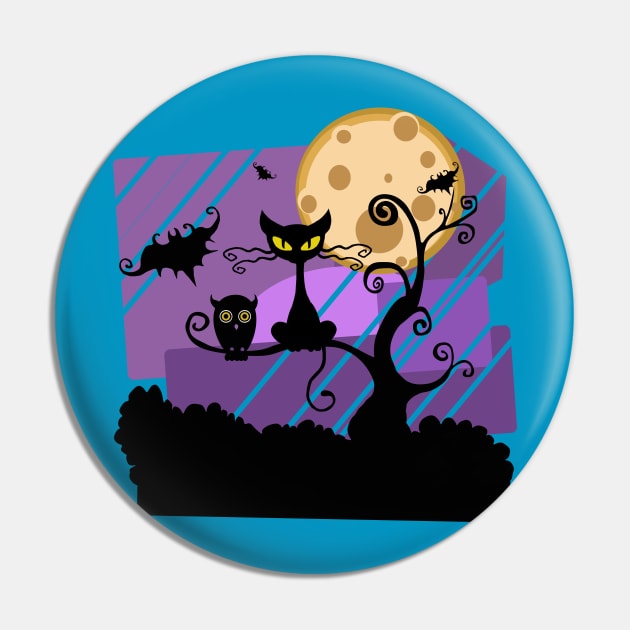 Scary Witch Cat Pin by PatrioTEEism