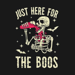 Just Here For The Boos Red Wine Drinking Halloween T-Shirt