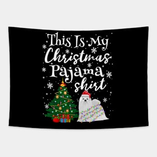 This is my Christmas Pajama Shirt Maltese Lover Dog Tapestry