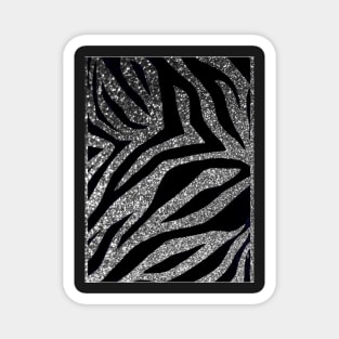 Photographic Image of Silver Glitter Zebra Print Magnet