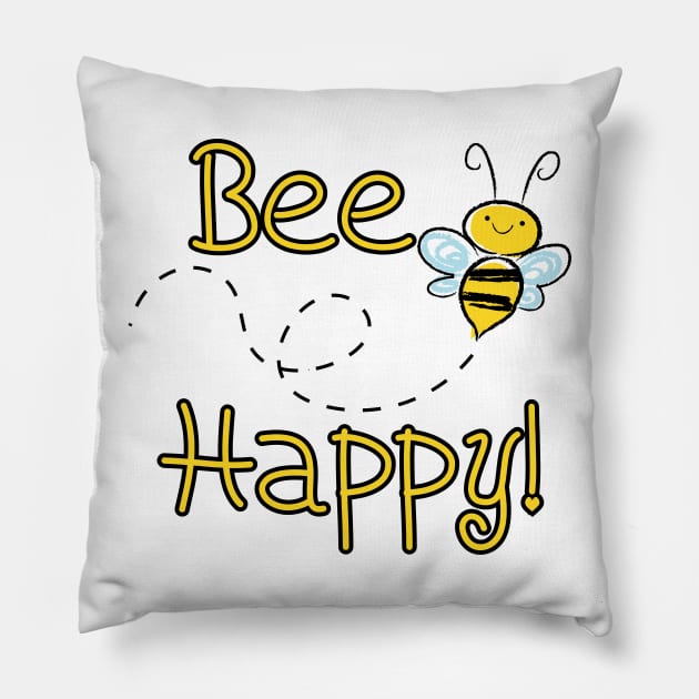 Bee Happy! Pillow by LeonLedesma