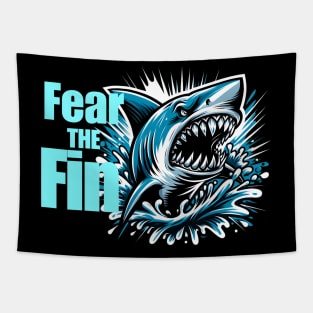 fear the fin Shark Tapestry