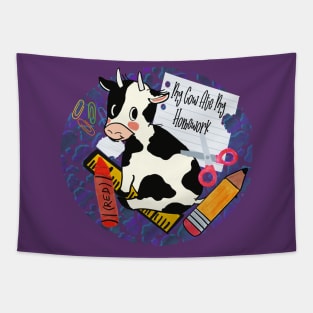 My Cow Ate My Homework Back to school design Tapestry