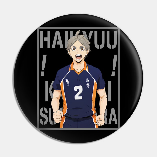 Haikyuu!!: Sugawara Koshi with Colored Background Text Pin by InalZ