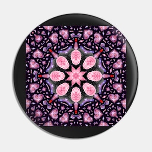 Crystal Hearts and Flowers Valentines Kaleidoscope pattern (Seamless) 36 Pin