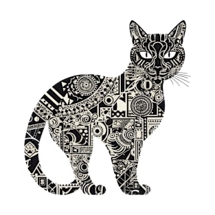 Cat Silhouette Filled With Intricate Geometric Patterns T-Shirt