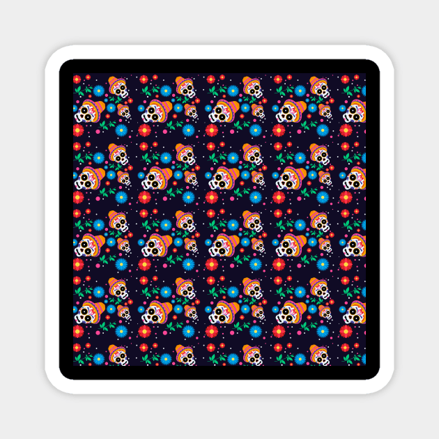 Sugar Skull Pattern Magnet by aquariart