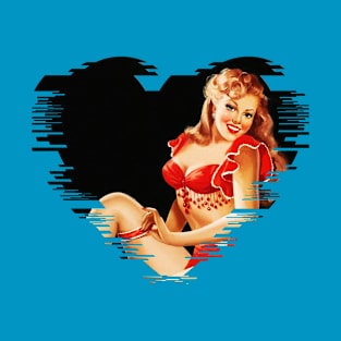 Torn Heart Pin-up Girl Tattoo Rockabilly Art T-Shirt