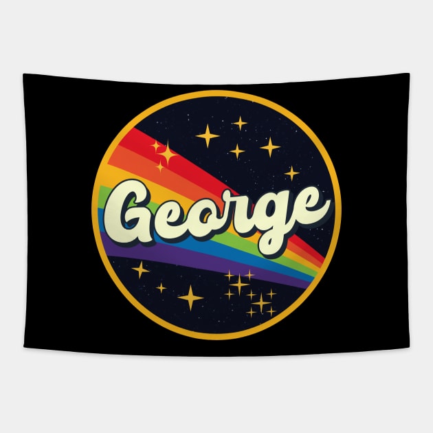 George // Rainbow In Space Vintage Style Tapestry by LMW Art