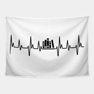 minimalist I love books and libraries heartbeat Tapestry