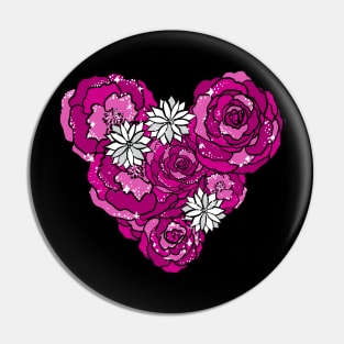 Pink Heart of Roses and Daisies Pin