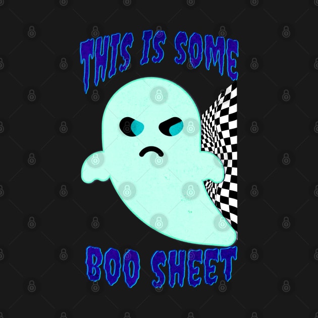 This Is Some Boo Sheet Funny Spooky Halloween Ghost Checkered Flag by Carantined Chao$