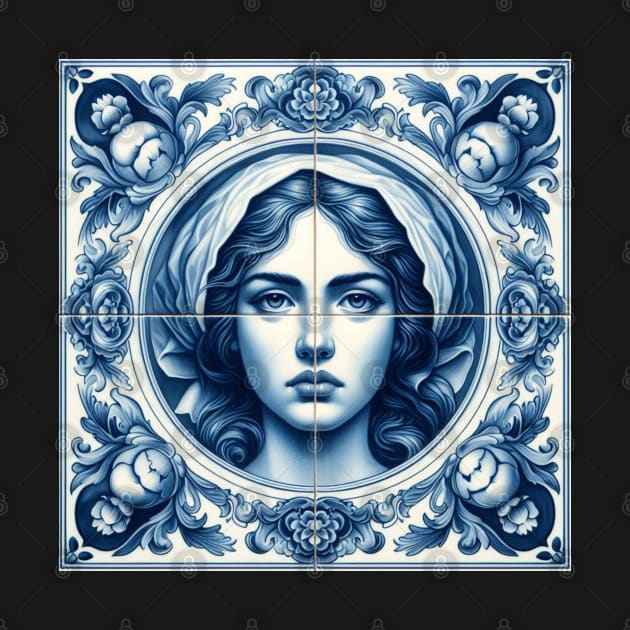 Delft Tile With Woman Face No.4 by artnook