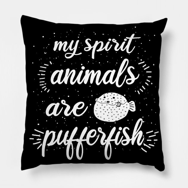 Vintage puffer fish puffer globular fish pun Pillow by FindYourFavouriteDesign