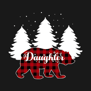 Buffalo Red Plaid Daughter Bear Matching Family Christmas T-Shirt