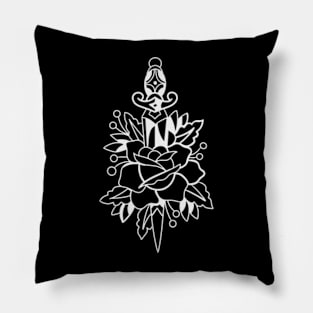 Dagger Rose Tattoo Pillow