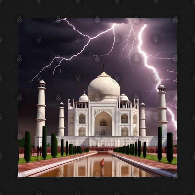 Iconic World Landmarks During A Thunderstorm : Taj Mahal India by Musical Art By Andrew