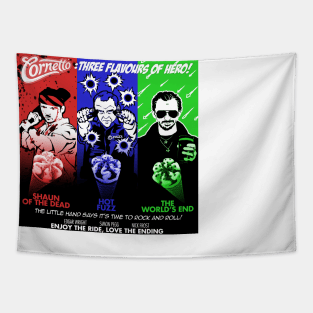 The Cornetto Trilogy: Three Flavours of Hero! Tapestry