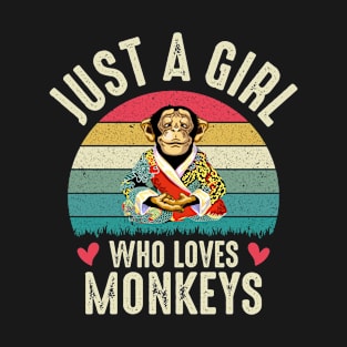 Just A Girl Who Loves Monkeys Gift Monkey Animal Lover T-Shirt