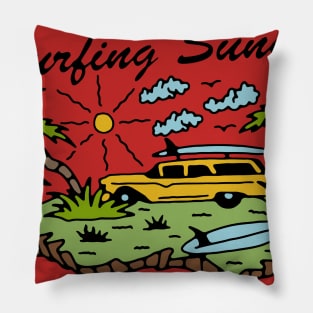 Surfing Sunday Pillow